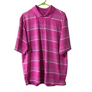 SLAZENGER PINK WHITE STRIPE GOLF POLO DRI-FIT SHIRT MENS XL